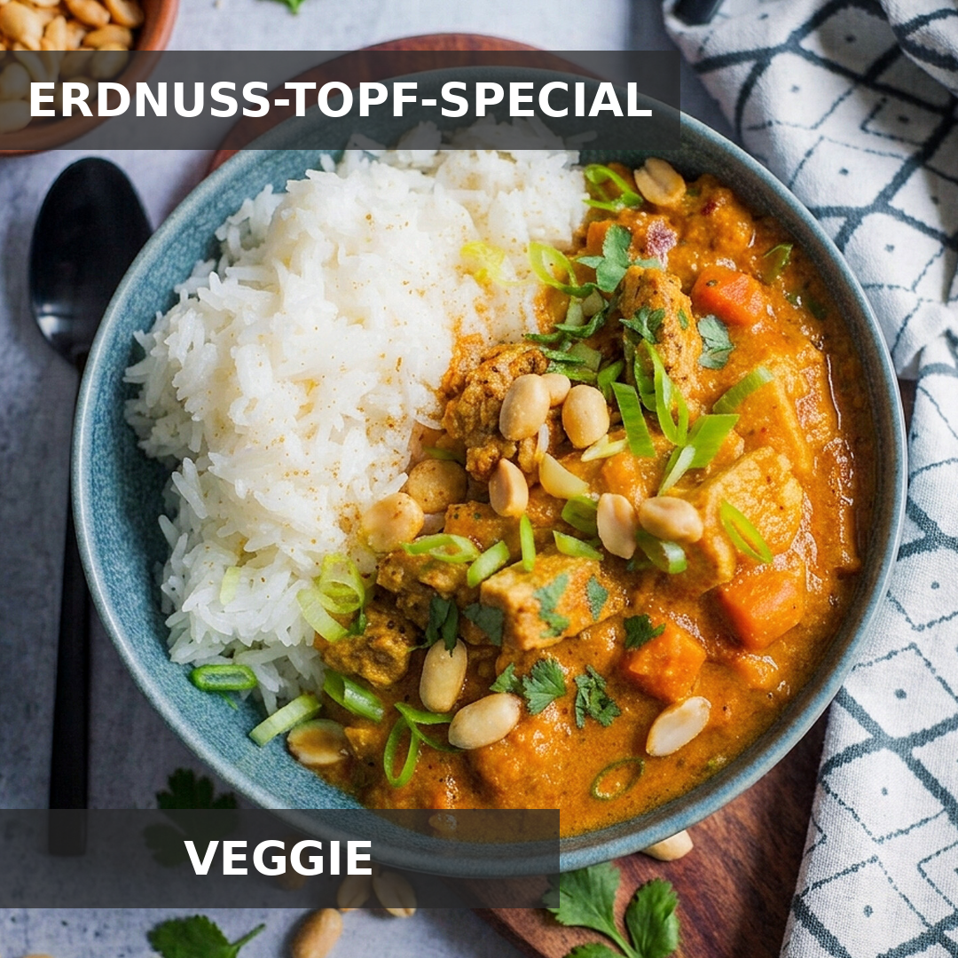 VEGGIE WESTAFRIKANISCHER ERDNUSS-TOPF MIT TOFU, PAPRIKA & JASMINREIS