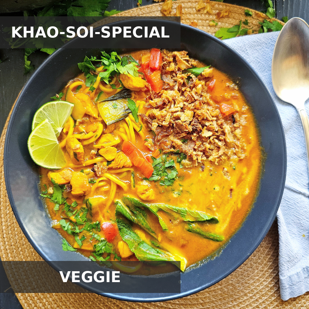 VEGGIE Goldene Kokos-Ramen Khao Soi